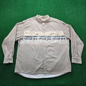 Cabelas Shirt Mens 2XL Beige Button Up Deerskin Soft Chamois Outdoor Dog Hunting